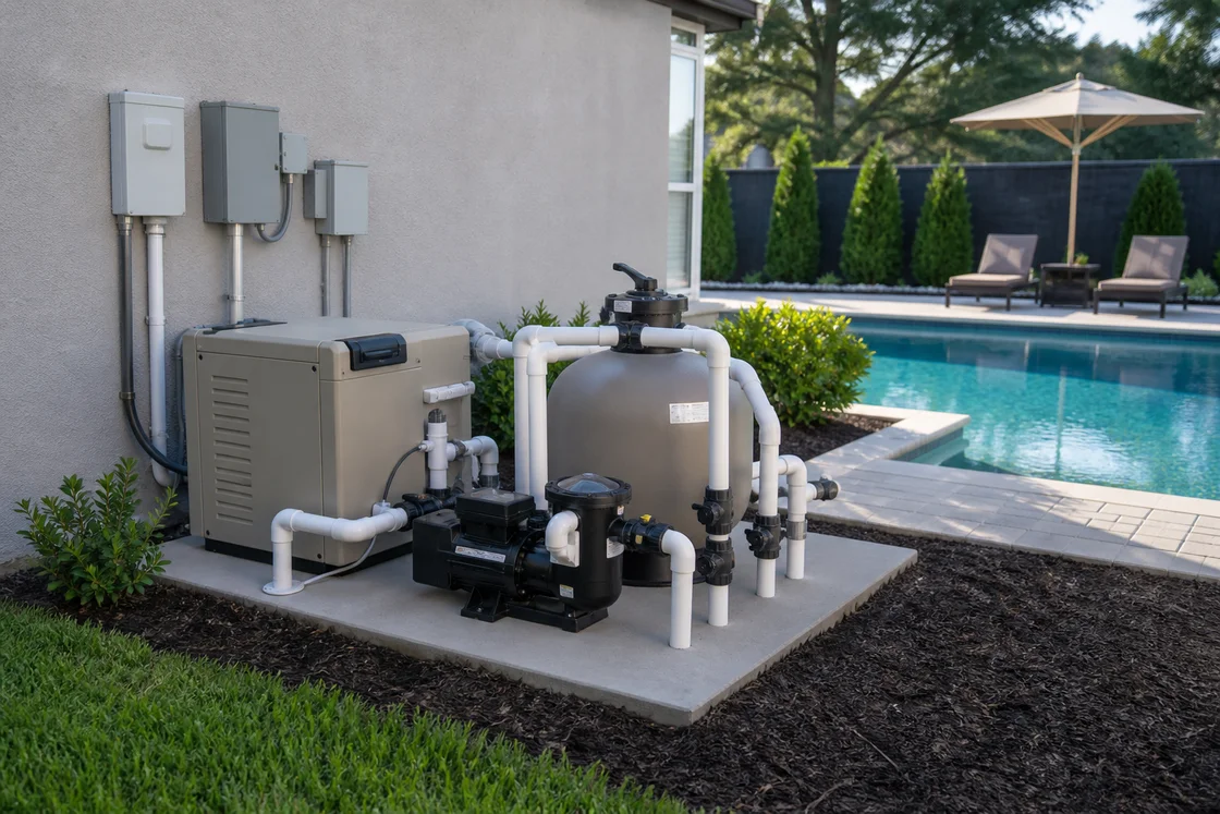 Professional pool equipment upgrade completed by BlueCurrent Pools & Spas